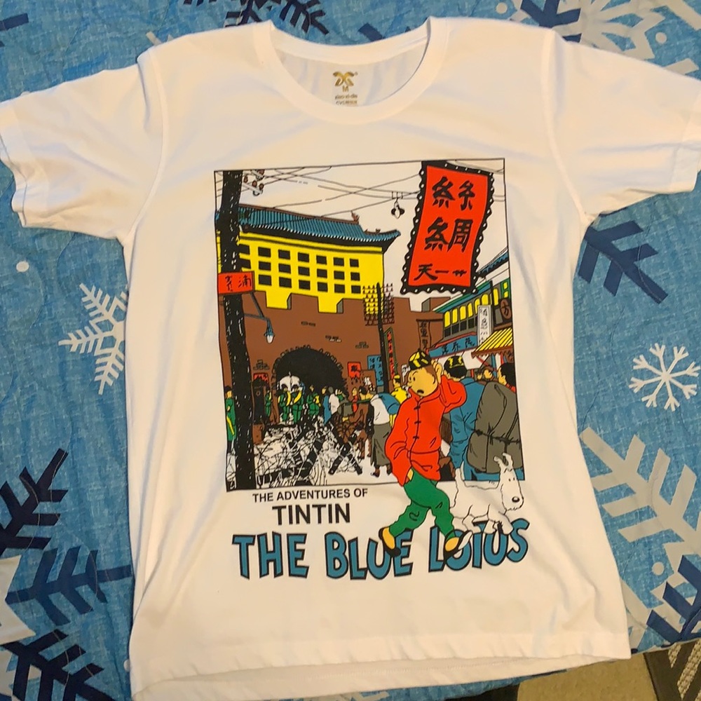 *VERY RARE* The adventures of TINTIN and the Blue Lotus VINTAGE T-Shirt - Picture 1 of 6